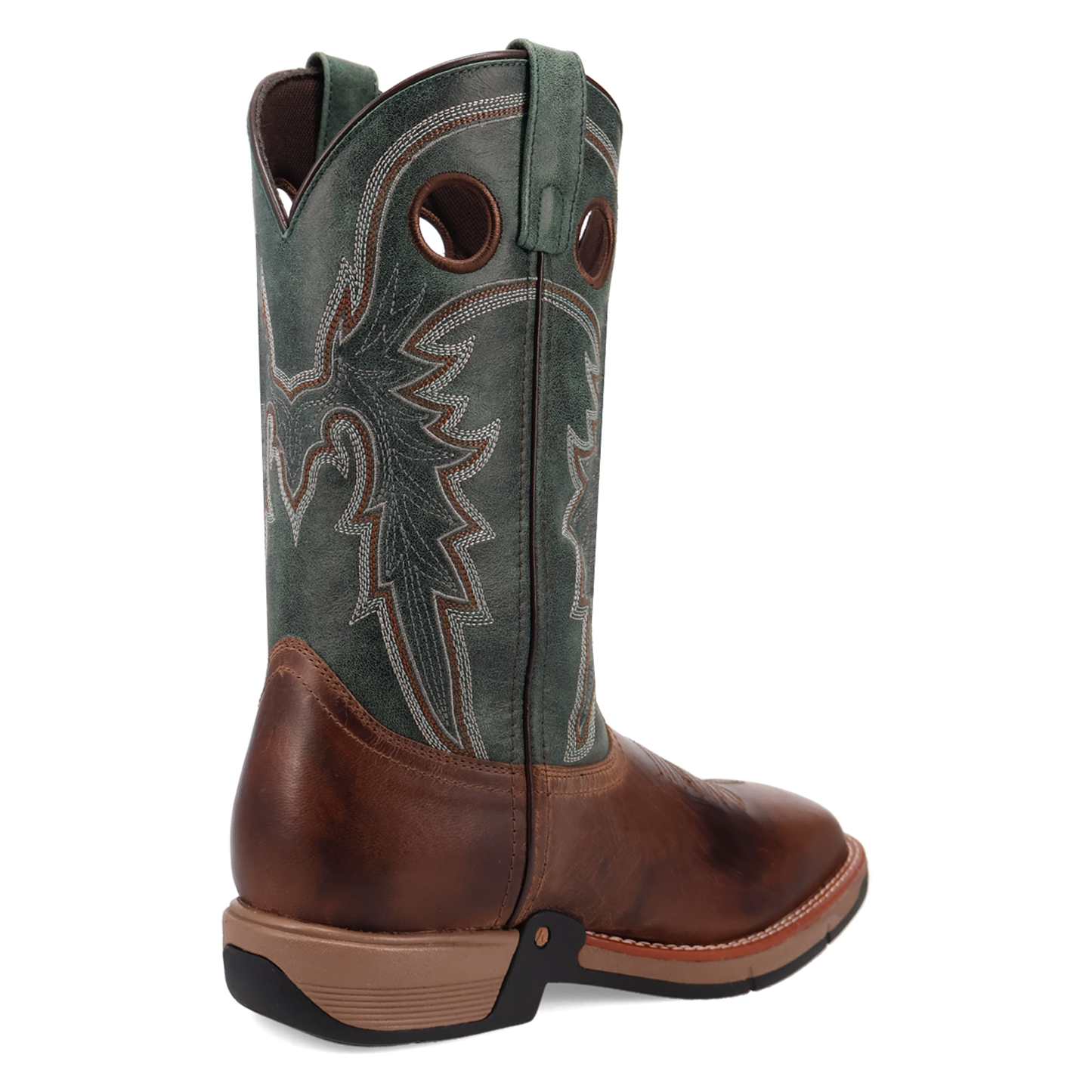Laredo Men's Alloy Broad Square Toe Tan & Green Leather Boots 8019
