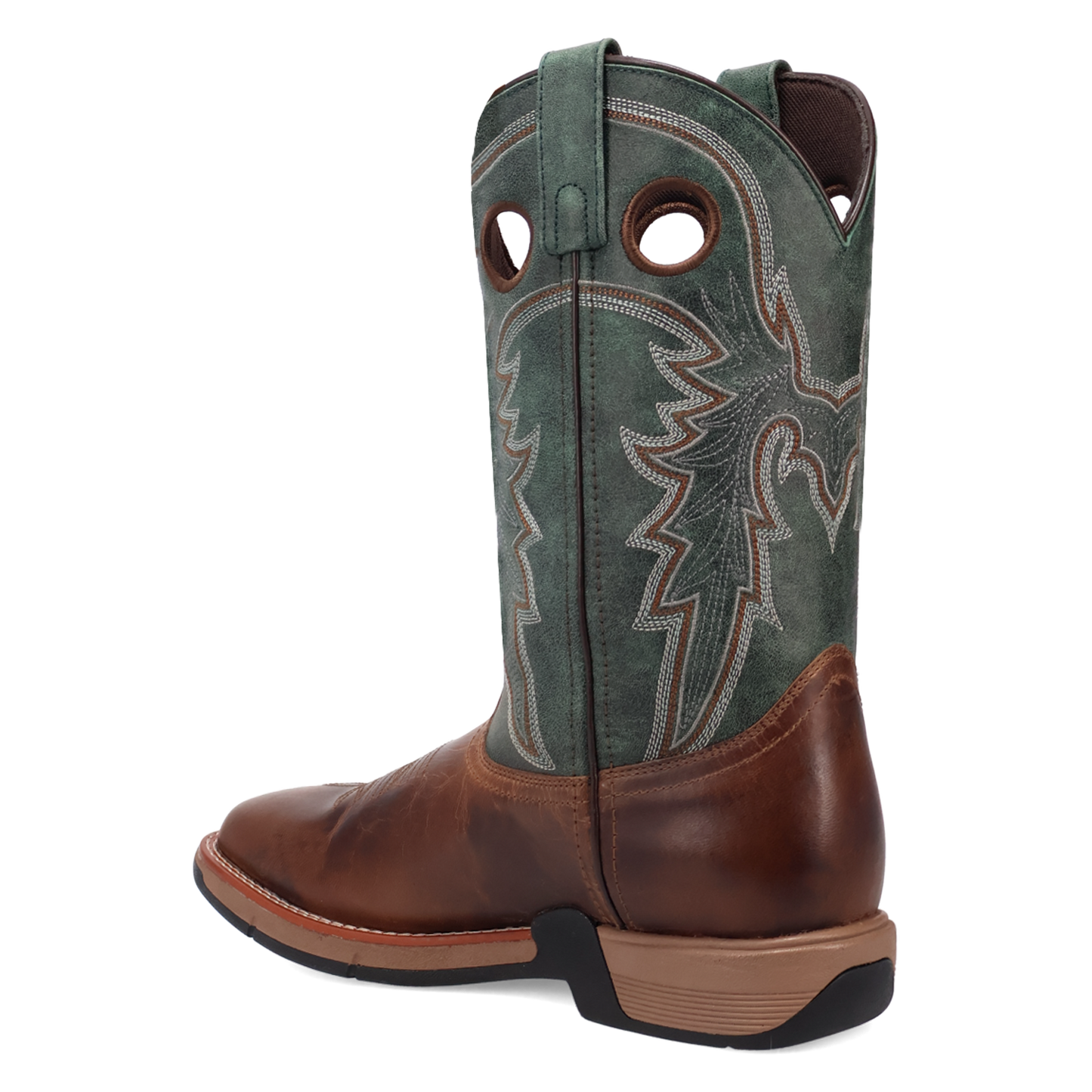 Laredo Men's Alloy Broad Square Toe Tan & Green Leather Boots 8019