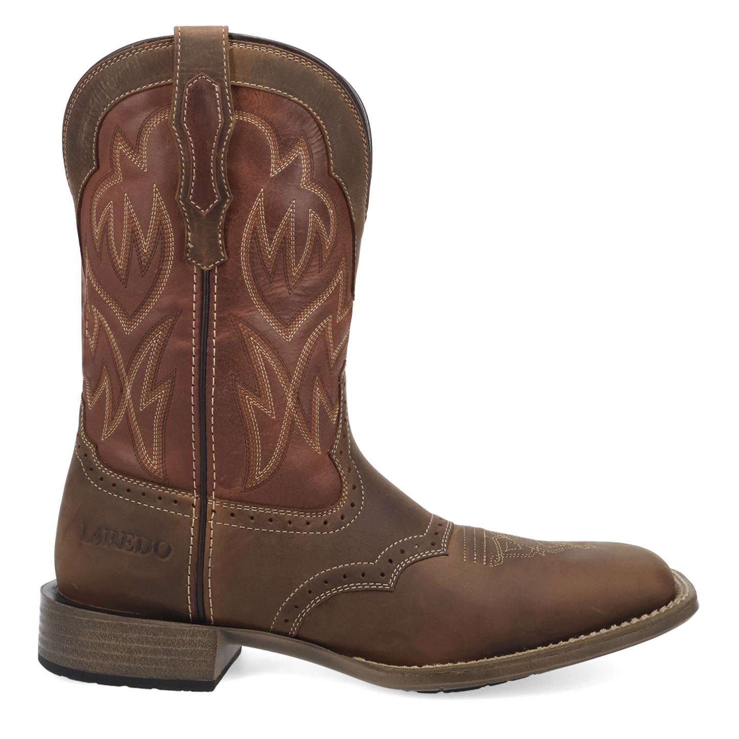 Laredo Men's Stratford Brown & Red Square Toe Western Boot 8061