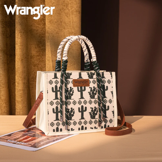 Wrangler Ladies Cactus Print Beige Tote/Crossbody WG206-8122BG