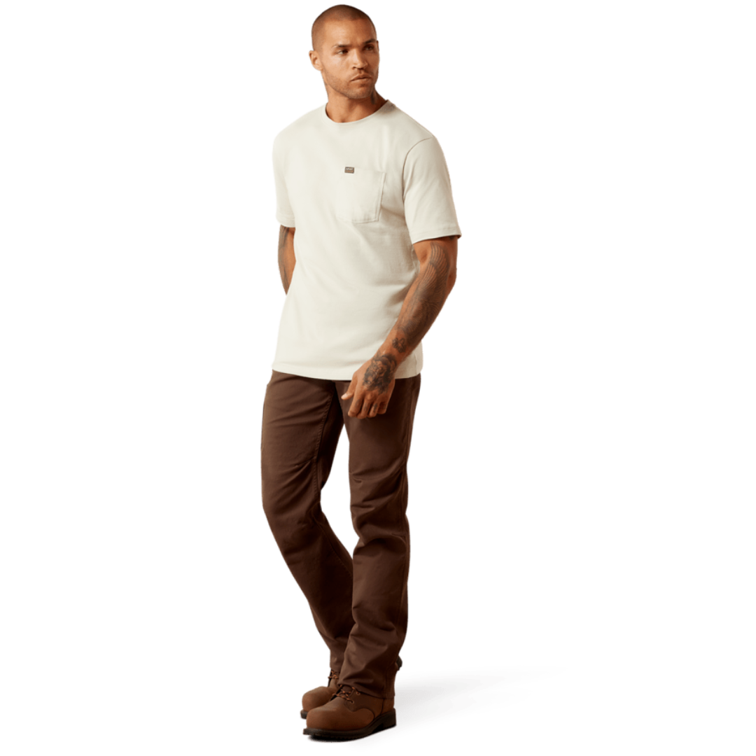 Ariat Men's Rebar Pelican Beige Cotton Strong Standard Pocket T-Shirt 10078927