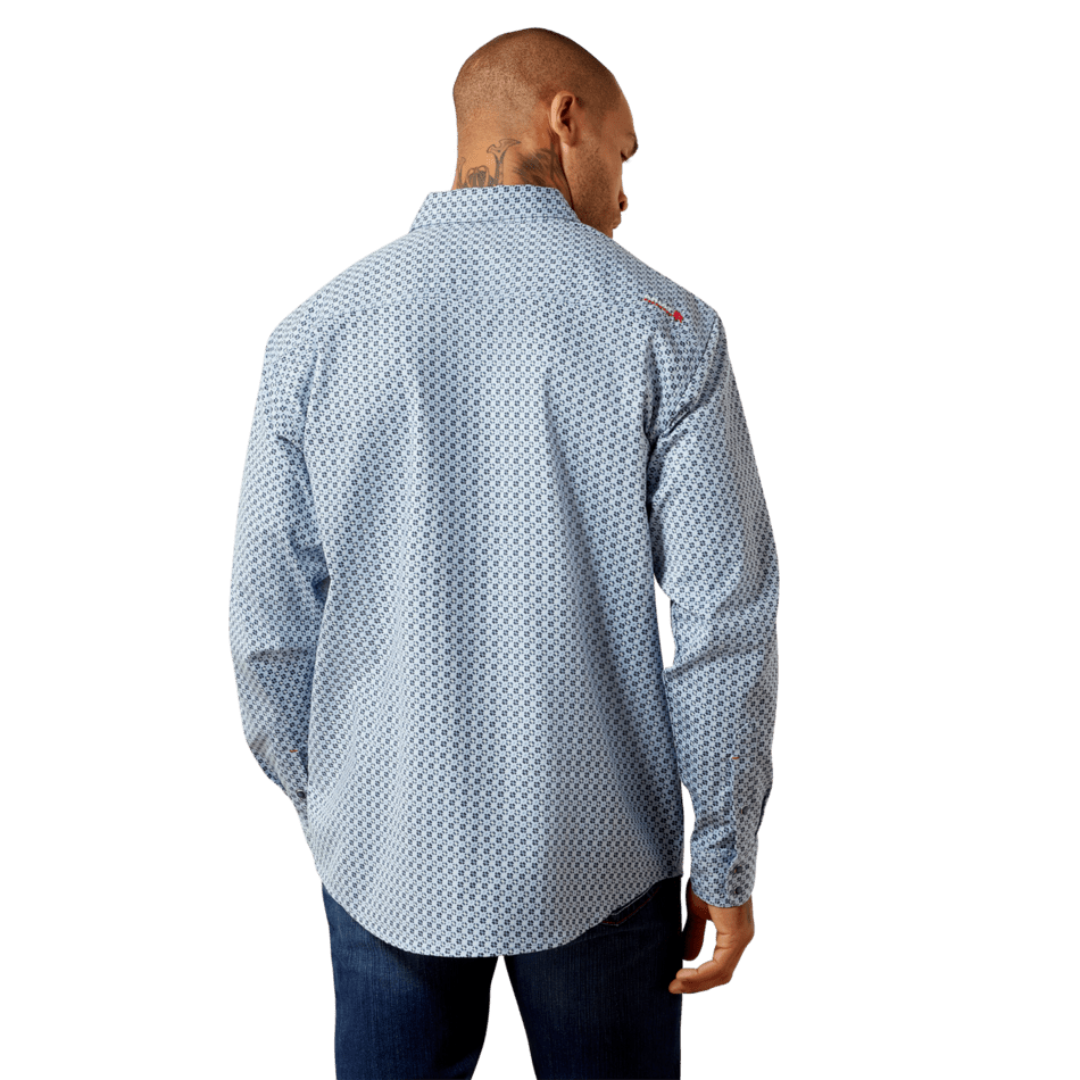 Ariat Men's FR Tom Snap Blue Button Down Work Shirt 10079051