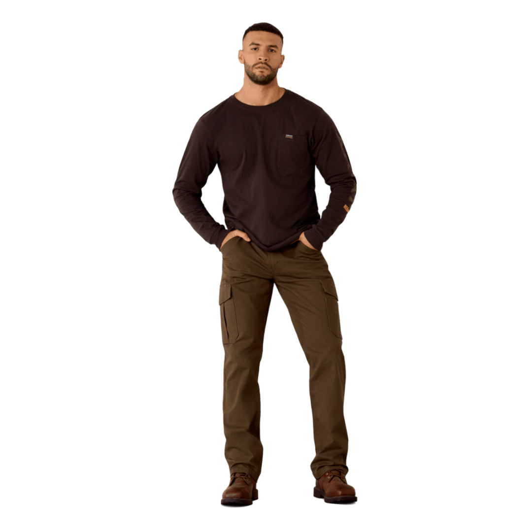 Ariat Men's Rebar Cotton Strong Licorice Standard Logo Pocket T-Shirt 10078943