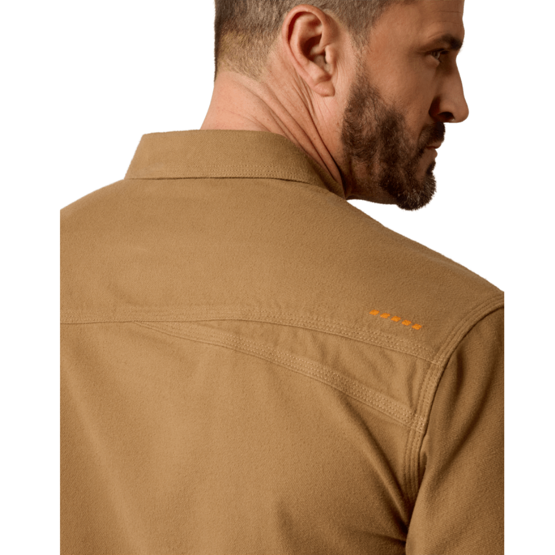 Ariat Men's Rebar Khaki Flannel Twill Snap Work Shirt 10078949