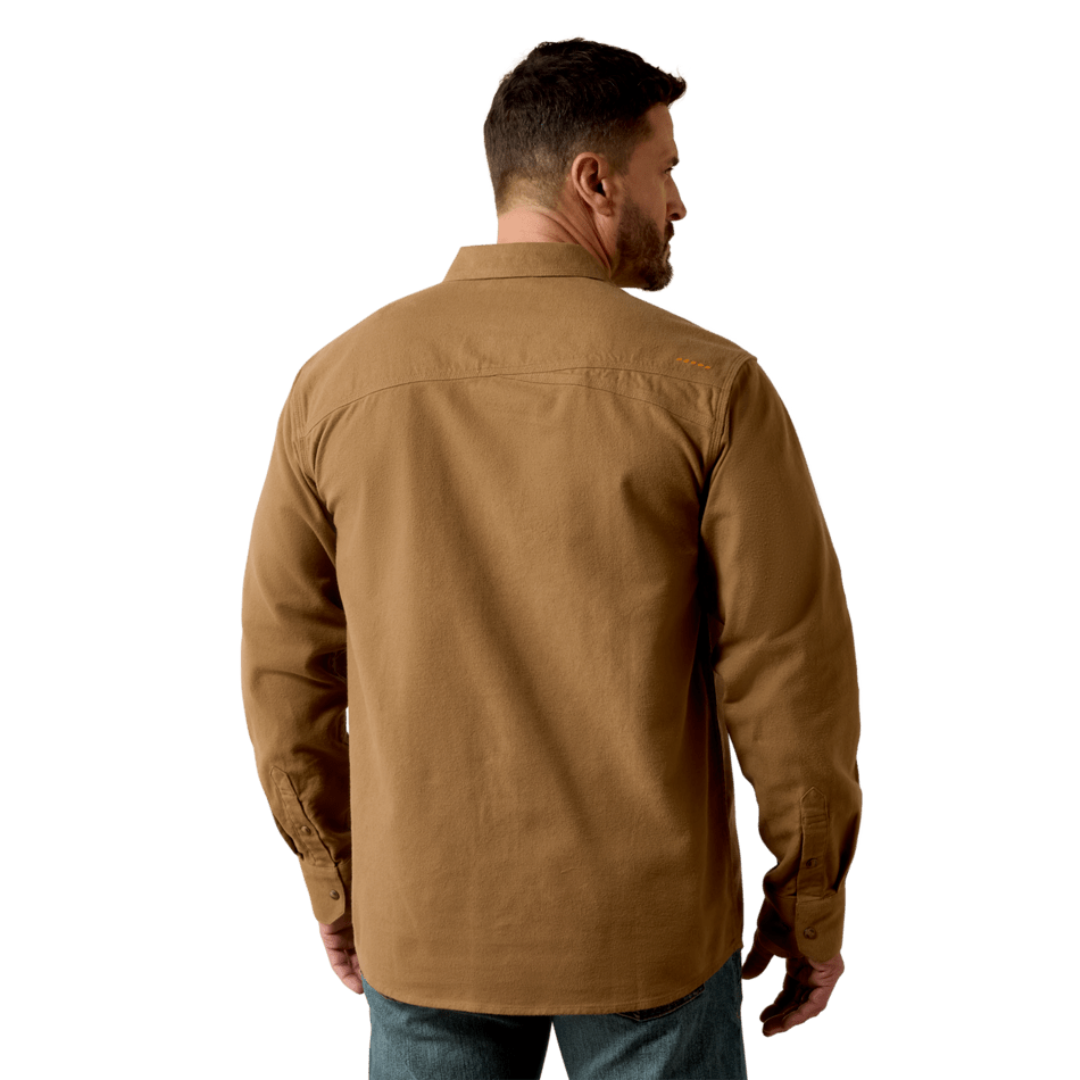 Ariat Men's Rebar Khaki Flannel Twill Snap Work Shirt 10078949