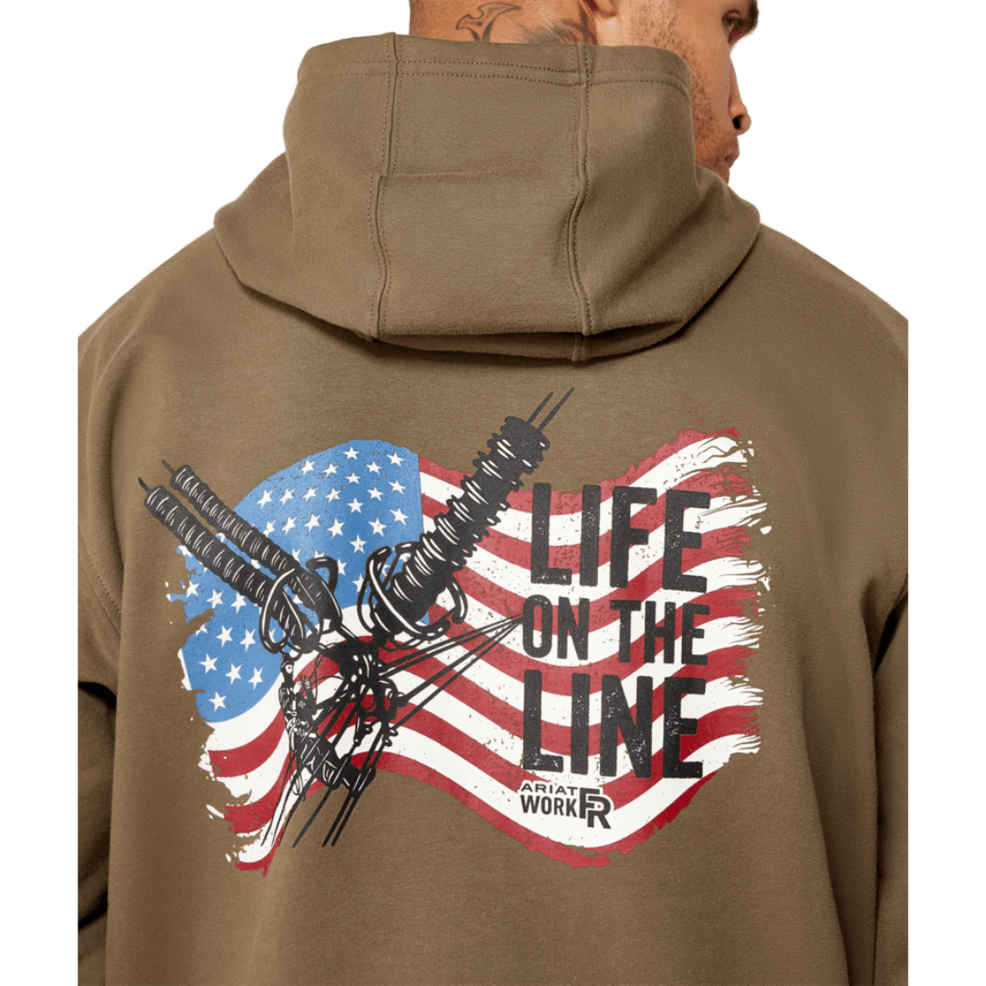 Ariat Men's FR DuraStretch Life on the Line Full Zip Canteen Hoodie 10079106