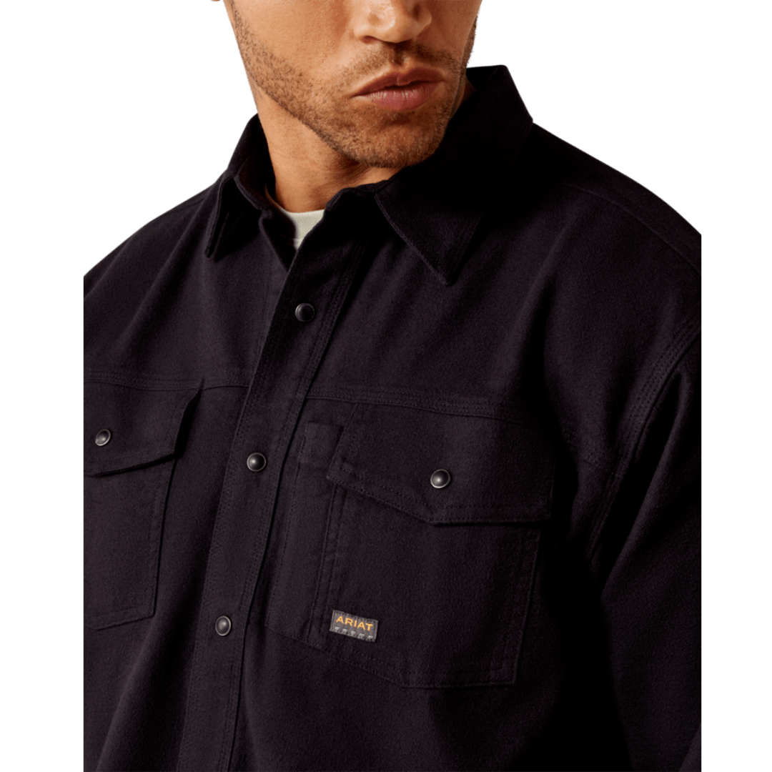 Ariat Men's Rebar Flannel Black Twill Snap Work Shirt 10079140