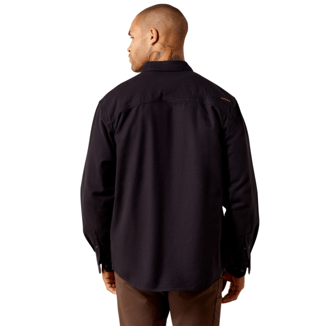 Ariat Men's Rebar Flannel Black Twill Snap Work Shirt 10079140