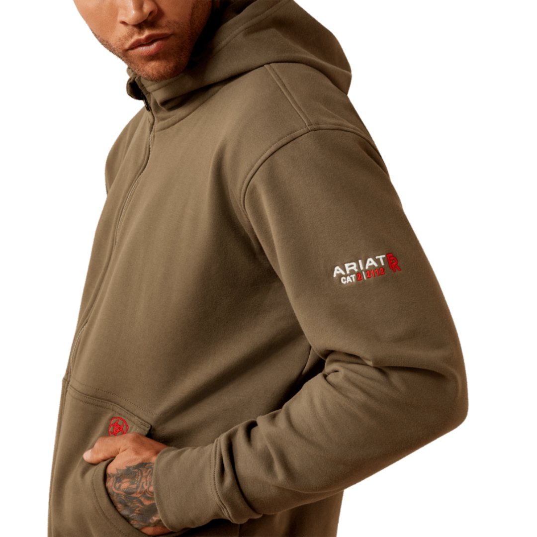 Ariat Men's FR DuraStretch Life on the Line Full Zip Canteen Hoodie 10079106
