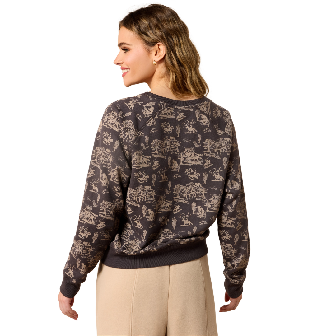 Ariat Ladies Essential Retro Rodeo Carbon Copy Crew Sweatshirt 10079453