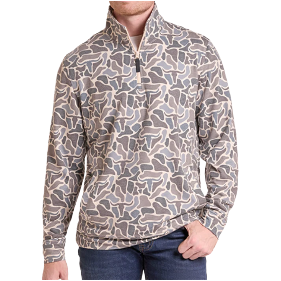 Rock & Roll Denim Men's Camo Print 1/4 Zip Jersey Pullover BM91T09633