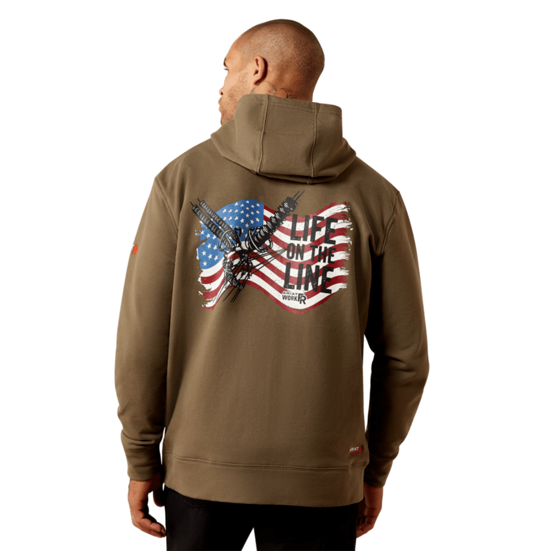 Ariat Men's FR DuraStretch Life on the Line Full Zip Canteen Hoodie 10079106