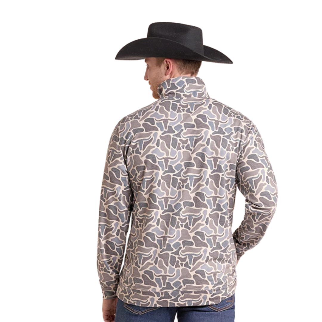 Rock & Roll Denim Men's Camo Print 1/4 Zip Jersey Pullover BM91T09633