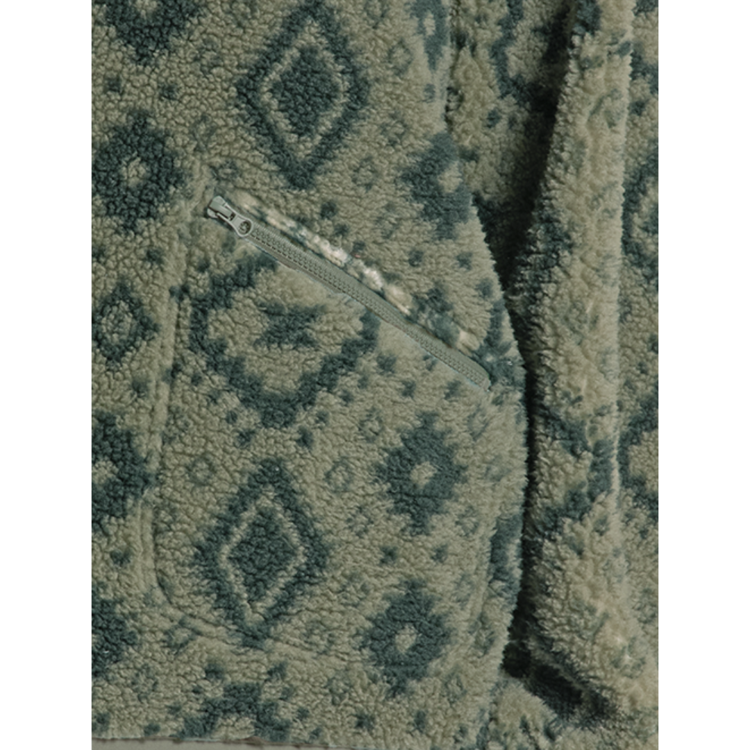 Rock & Roll Denim Ladies Jade Green Aztec 1/4 Zip Sherpa BW91C09416