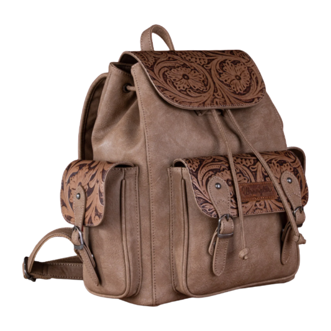 Wrangler Ladies Vintage Floral Tooled Khaki Backpack WG12-9110BKH