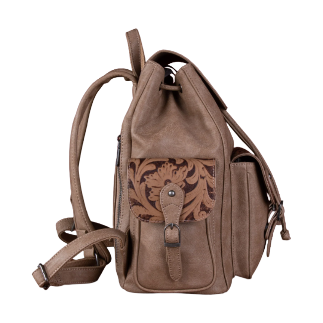 Wrangler Ladies Vintage Floral Tooled Khaki Backpack WG12-9110BKH
