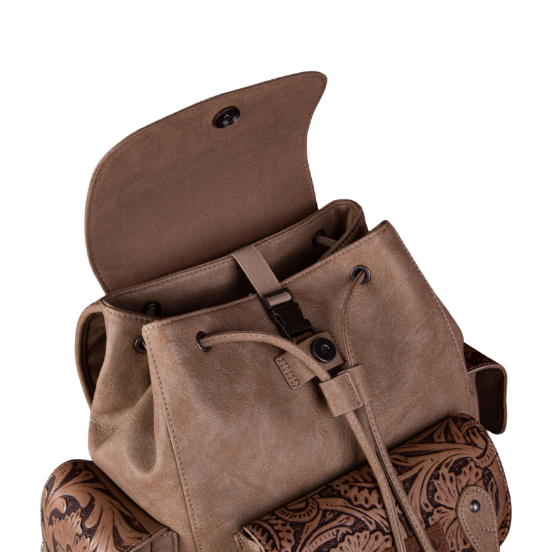 Wrangler Ladies Vintage Floral Tooled Khaki Backpack WG12-9110BKH