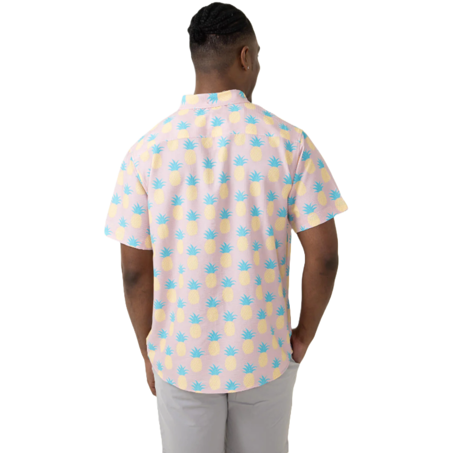 Simply Southern Men's Pineapple Button Down Pink Shirt 0124-MN-BTNDWN-PINE
