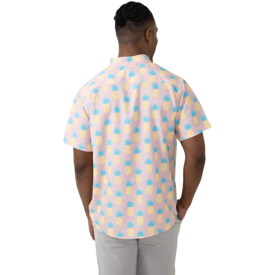 Simply Southern Men's Pineapple Button Down Pink Shirt 0124-MN-BTNDWN-PINE