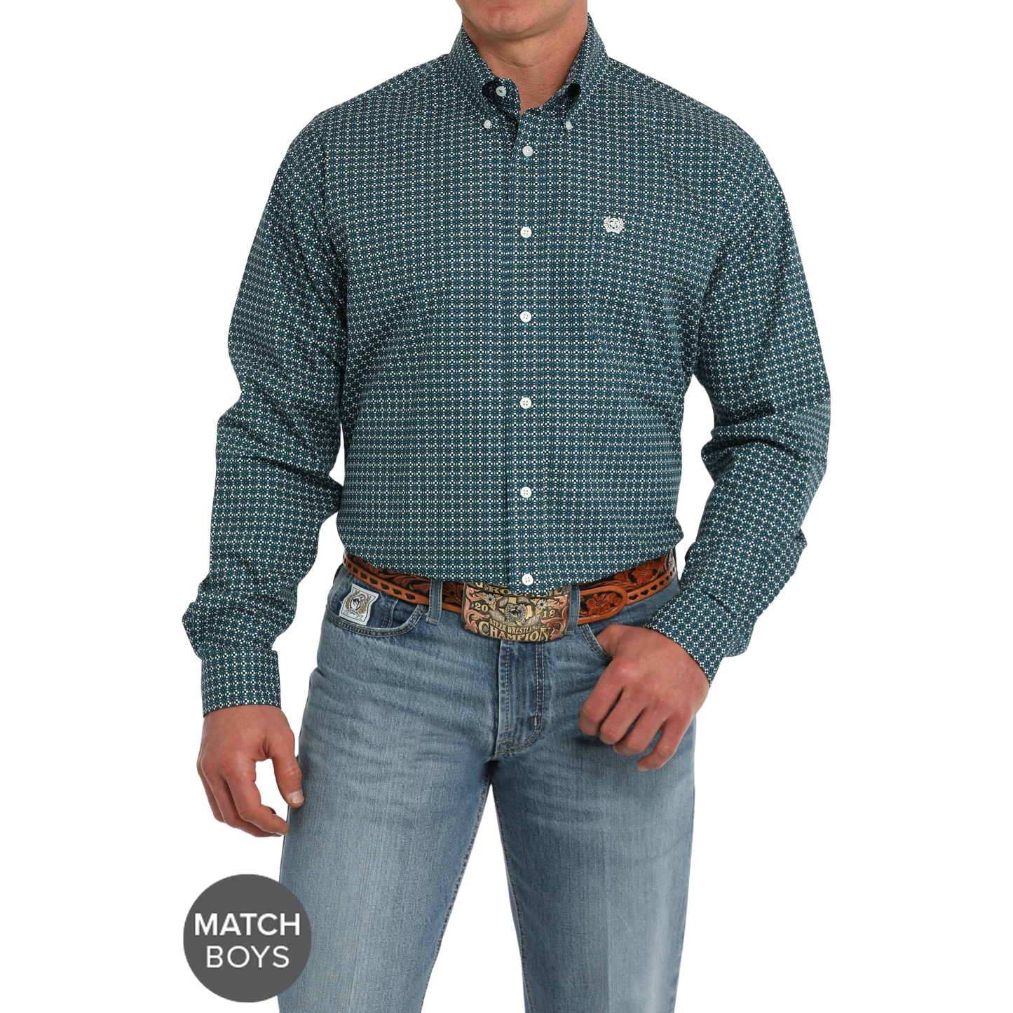 Cinch Men's Long Sleeve Teal Shirt MTW1105866