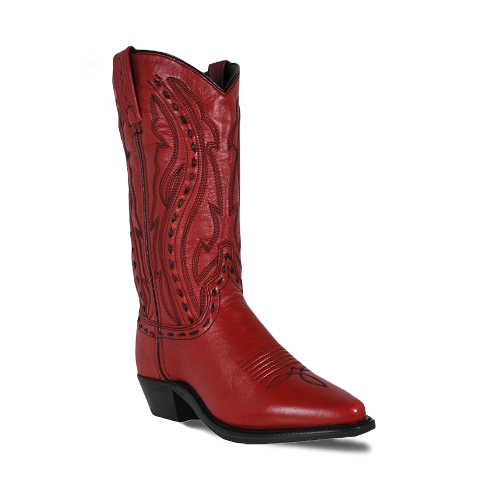 Abilene Ladies 11" Hand Laced Accents Snip Toe Red Western Boots 9002