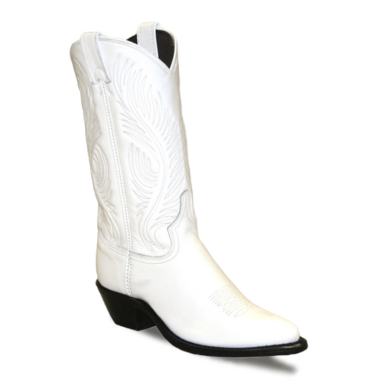 Abilene Ladies USA Made J-Toe White Dress Leather Western Boots 9054