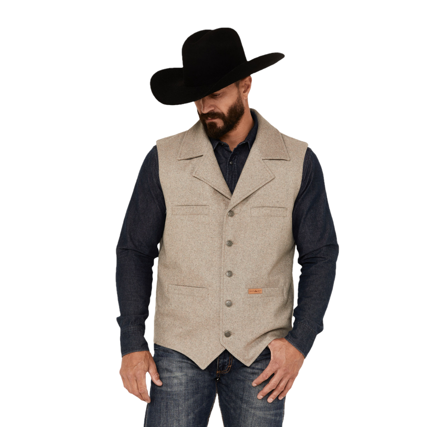 Powder River Outfitters Men's Solid Montana Beige Vest 98-1176-29