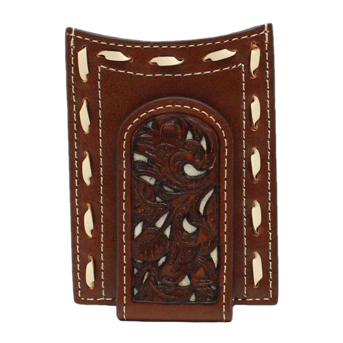 Nocona® Men's Money Clip Pierced Ivory Tan Card Case Wallet N5410008
