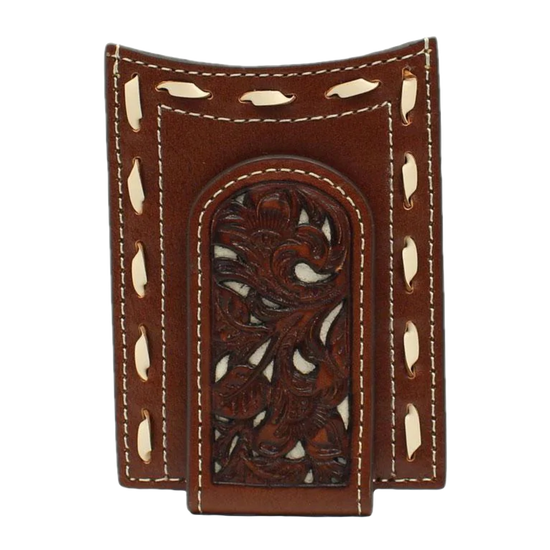 Nocona® Men's Money Clip Pierced Ivory Tan Card Case Wallet N5410008