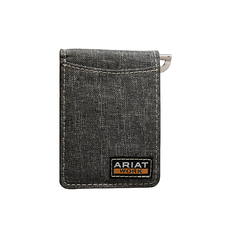 Ariat Men's Grey Bifold Work Moneyclip Wallet A3402706