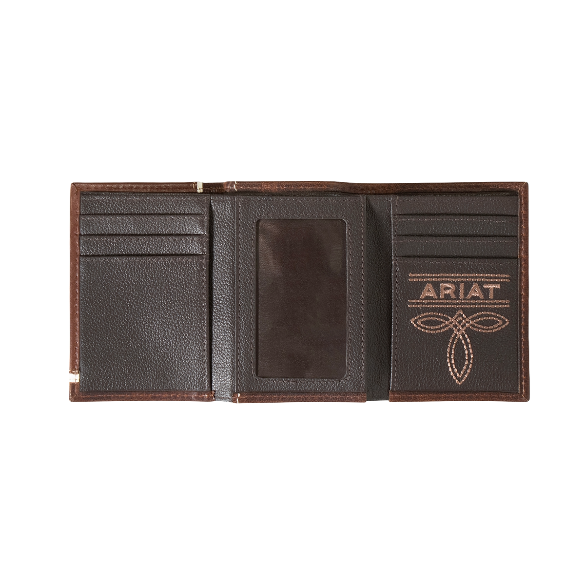 Ariat® Men's Tan Overlay Embossed Shield Logo Trifold Wallet A3547808