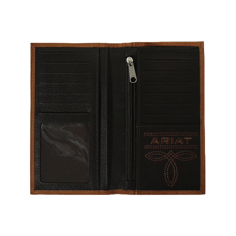 Ariat® Men's Tan Embossed Logo Checkbook/ Rodeo Wallet A3548044