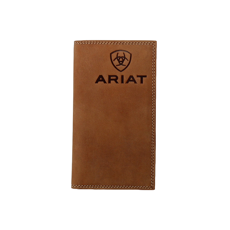 Ariat® Men's Tan Embossed Logo Checkbook/ Rodeo Wallet A3548044