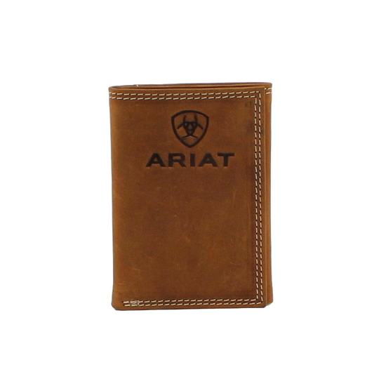 Ariat® Men's Embossed Logo Tan Trifold Wallet A3548144