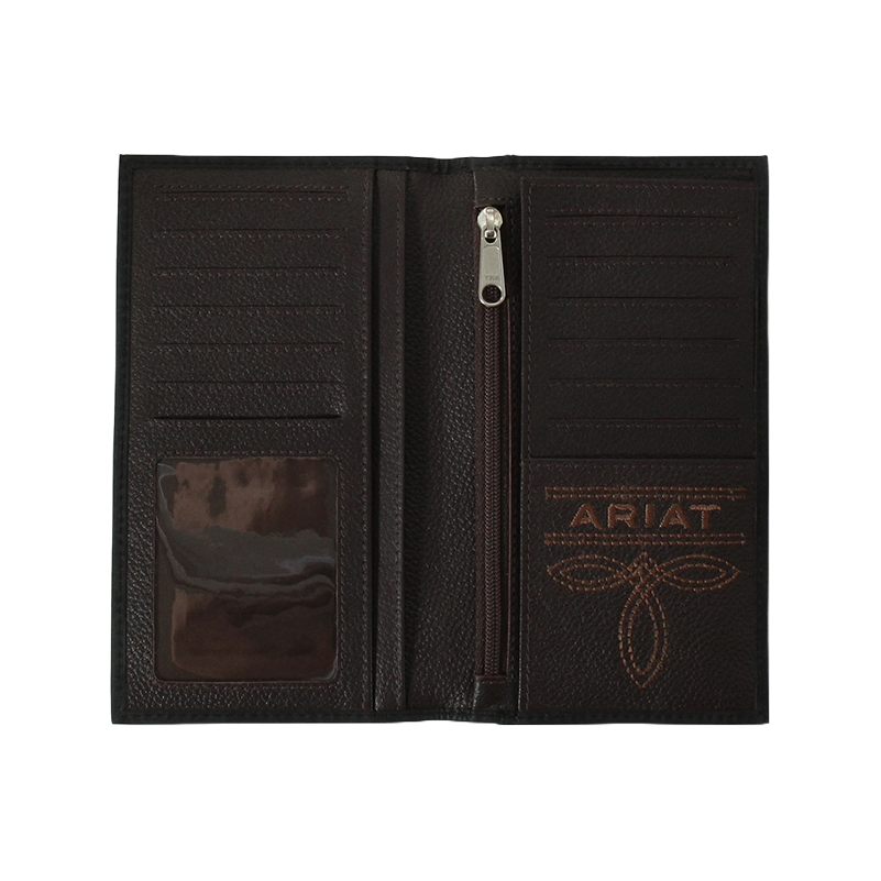 Ariat® Men's Embossed Logo Black Checkbook Rodeo Wallet A3548601