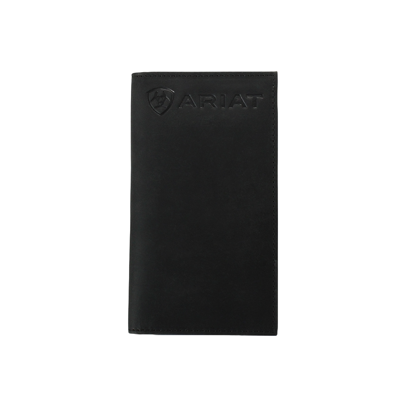 Ariat® Men's Embossed Logo Black Checkbook Rodeo Wallet A3548601