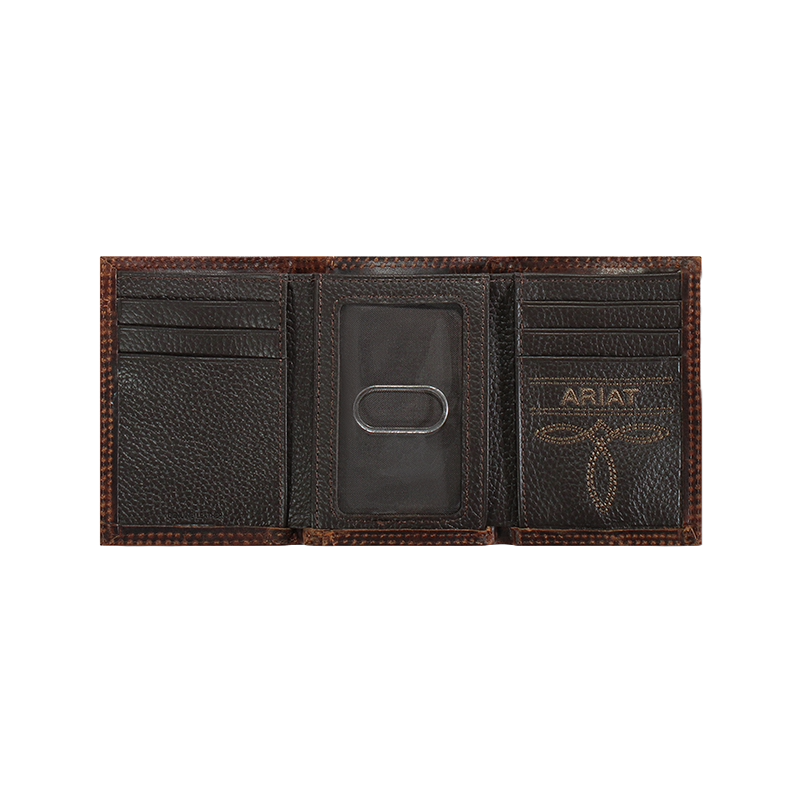 Ariat® Men's Brown Center Bump Shield Trifold Wallet A3550102