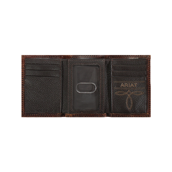 Ariat® Men's Brown Center Bump Shield Trifold Wallet A3550102