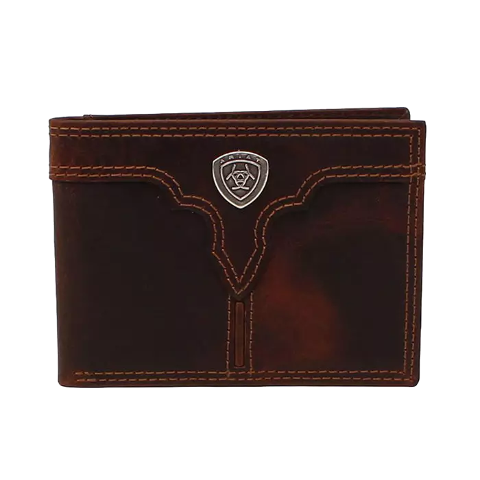 Ariat® Men's Center Bump Shield Brown Bifold Wallet A3550202