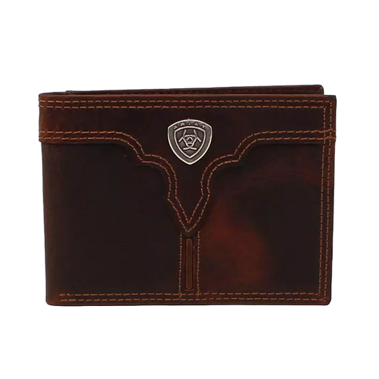 Ariat® Men's Center Bump Shield Brown Bifold Wallet A3550202