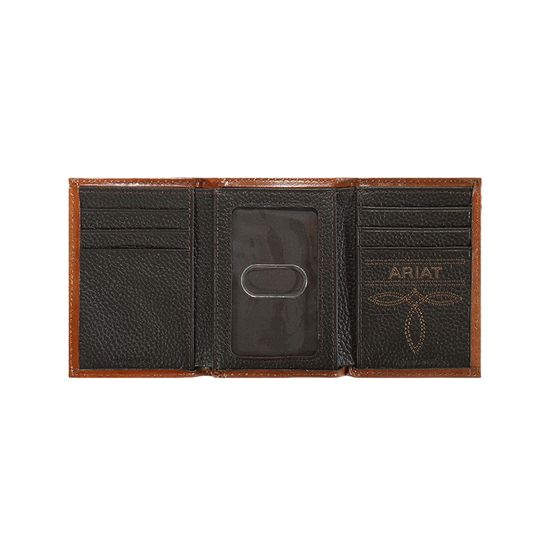 Ariat® Men's Trifold Basketweave Shield Tan Wallet A3550408
