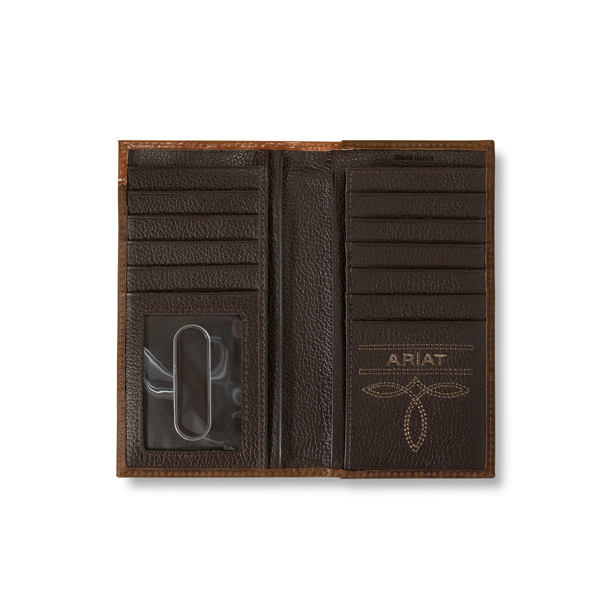 Ariat Men's Basket Weave Sunburst Embossing Brown Wallet A3553402