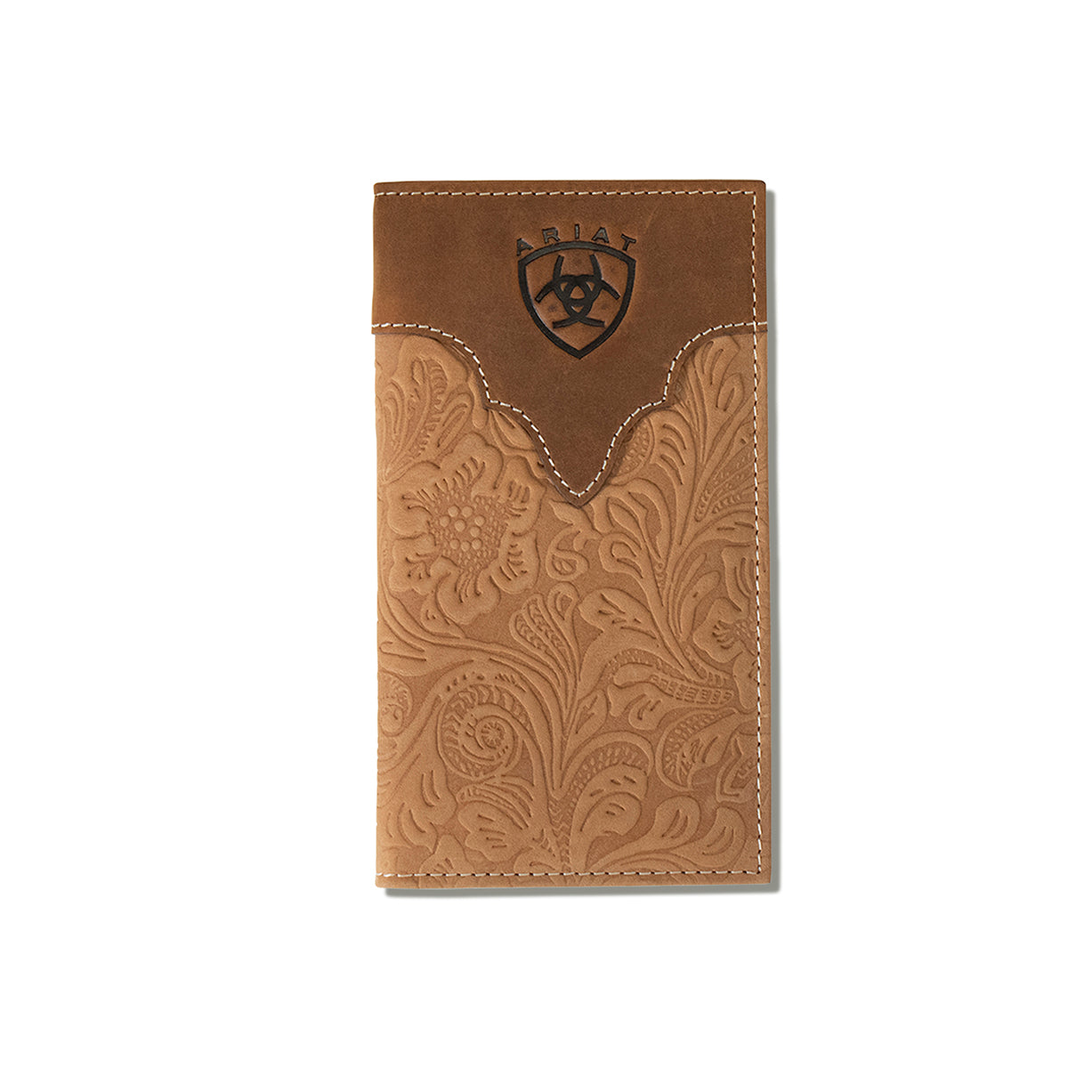 Ariat Men's Brown Floral Embossed Ivory Stitch Rodeo Wallet A3555502