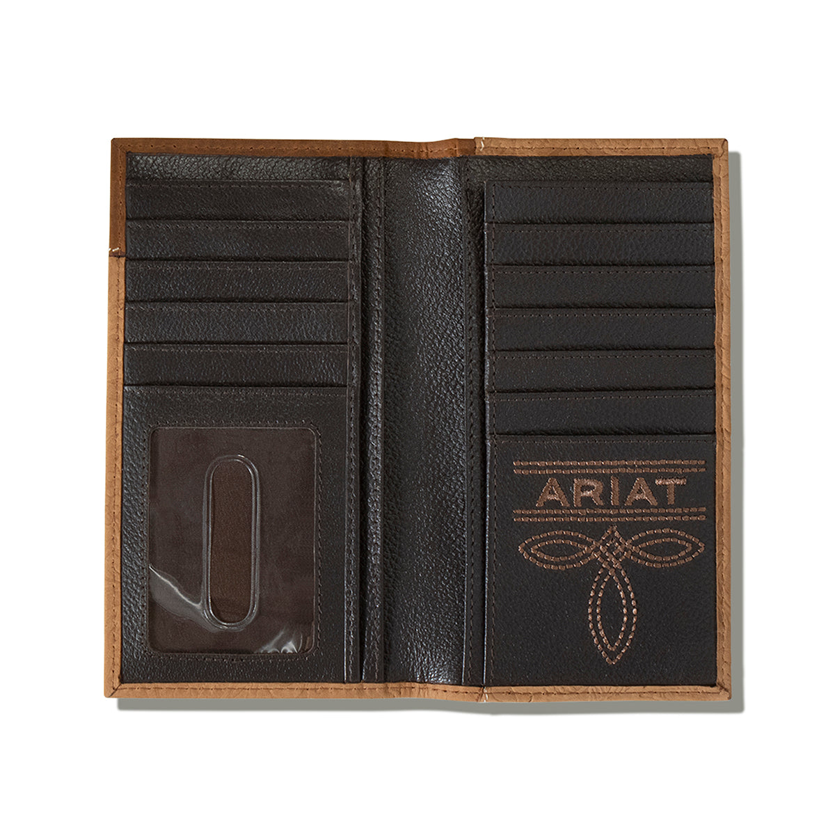 Ariat Men's Brown Floral Embossed Ivory Stitch Rodeo Wallet A3555502