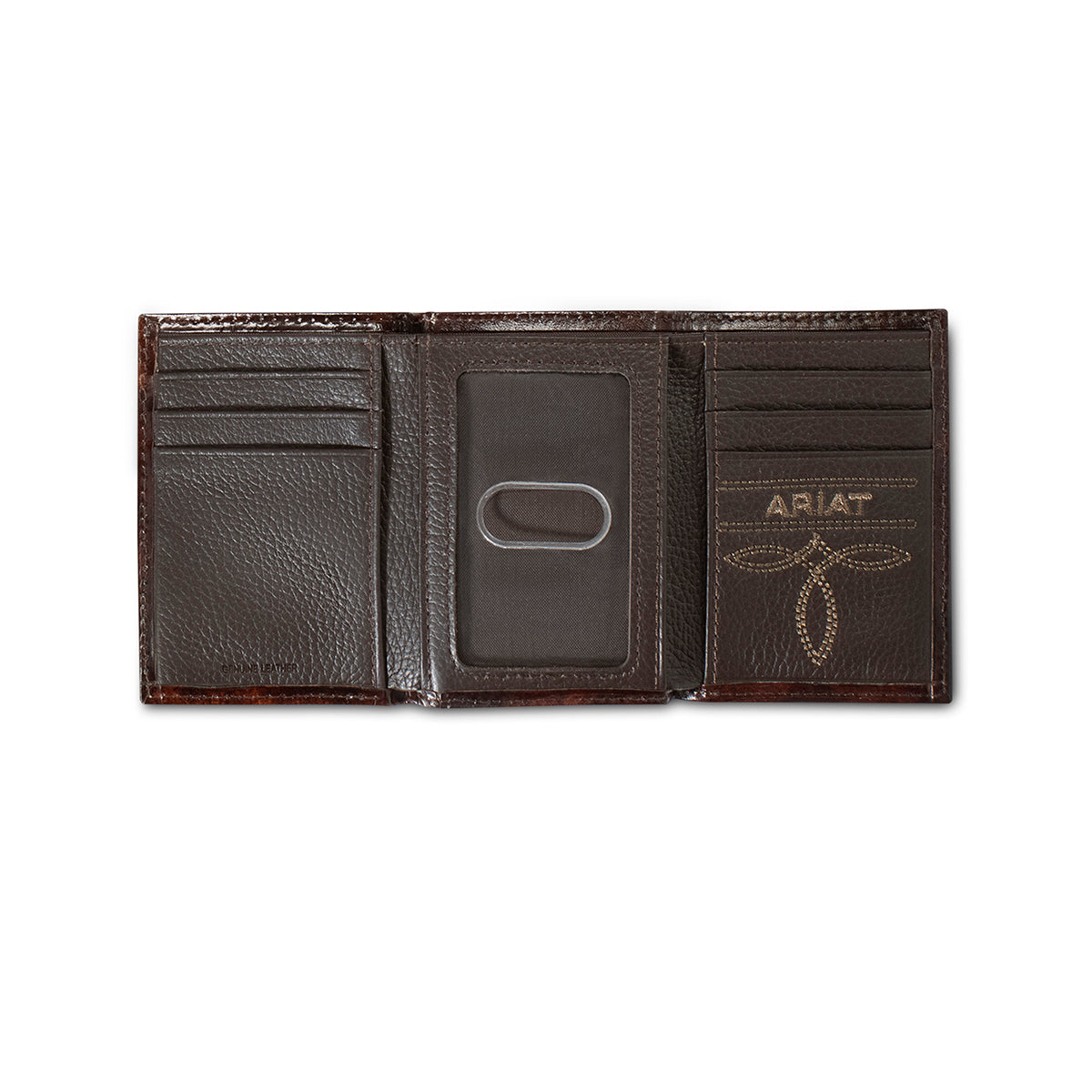 Ariat Men's Brown Floral Embossed Leather Trifold Wallet A3557702