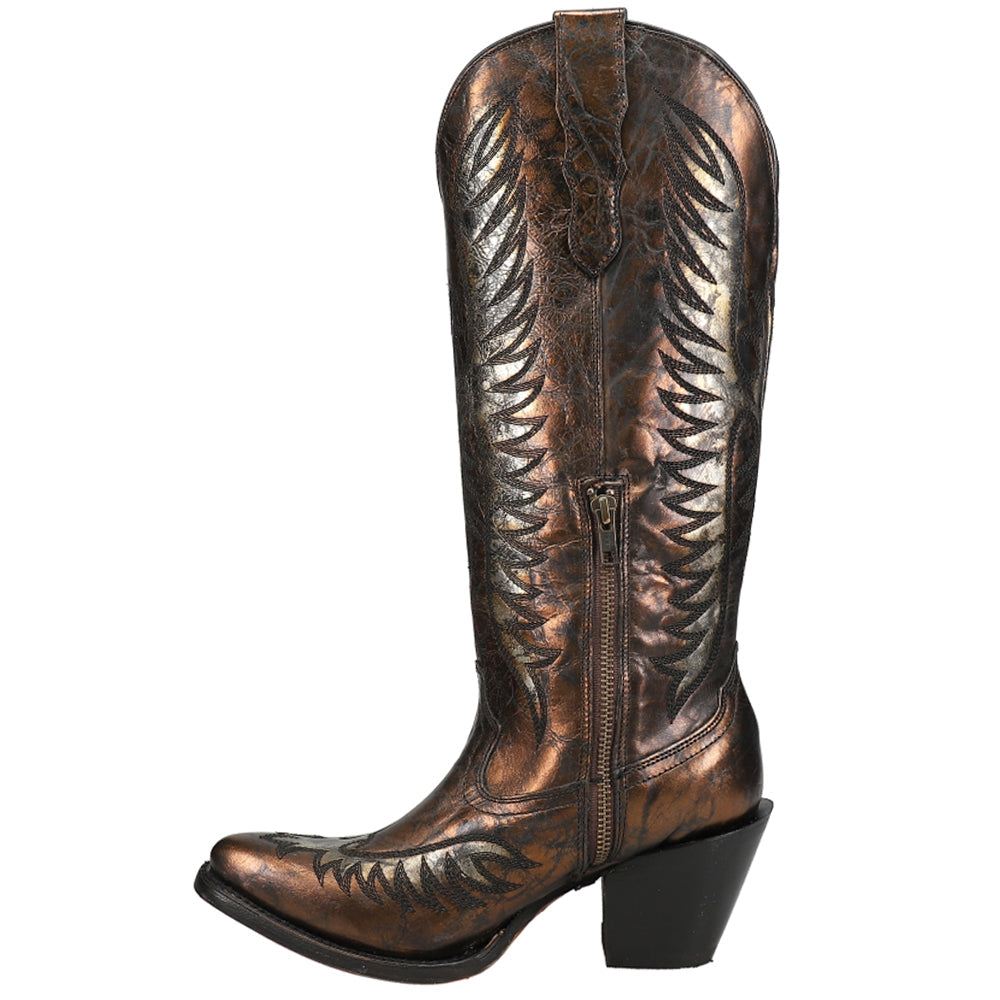 Corral Ladies Black & Bronze Embroidery Round Toe Boots A4215