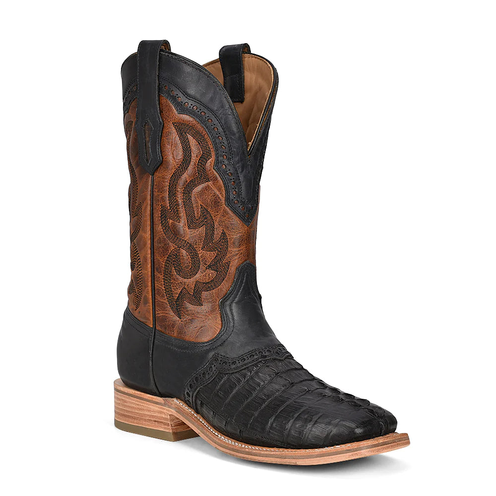 Corral Men's Rodeo Black Caiman Embroidery & Overlay Boots A4282