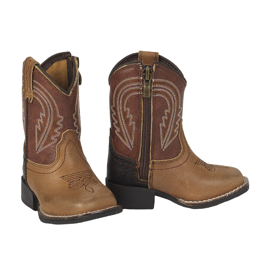 Ariat Toddler Lil Stomper Evan Tan & Hoss Brown Western Boots A441002908