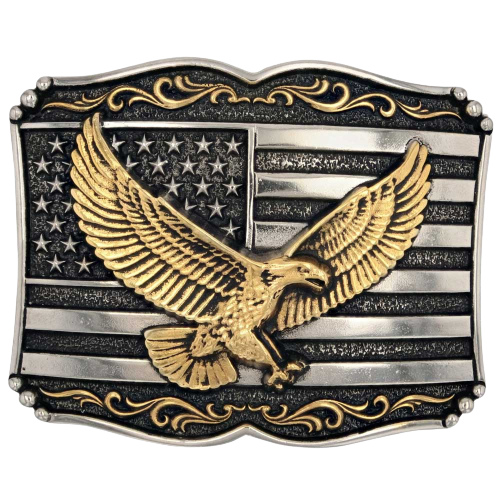 Montana Silversmiths Men's Soaring Liberty Black & Gold Buckle A952