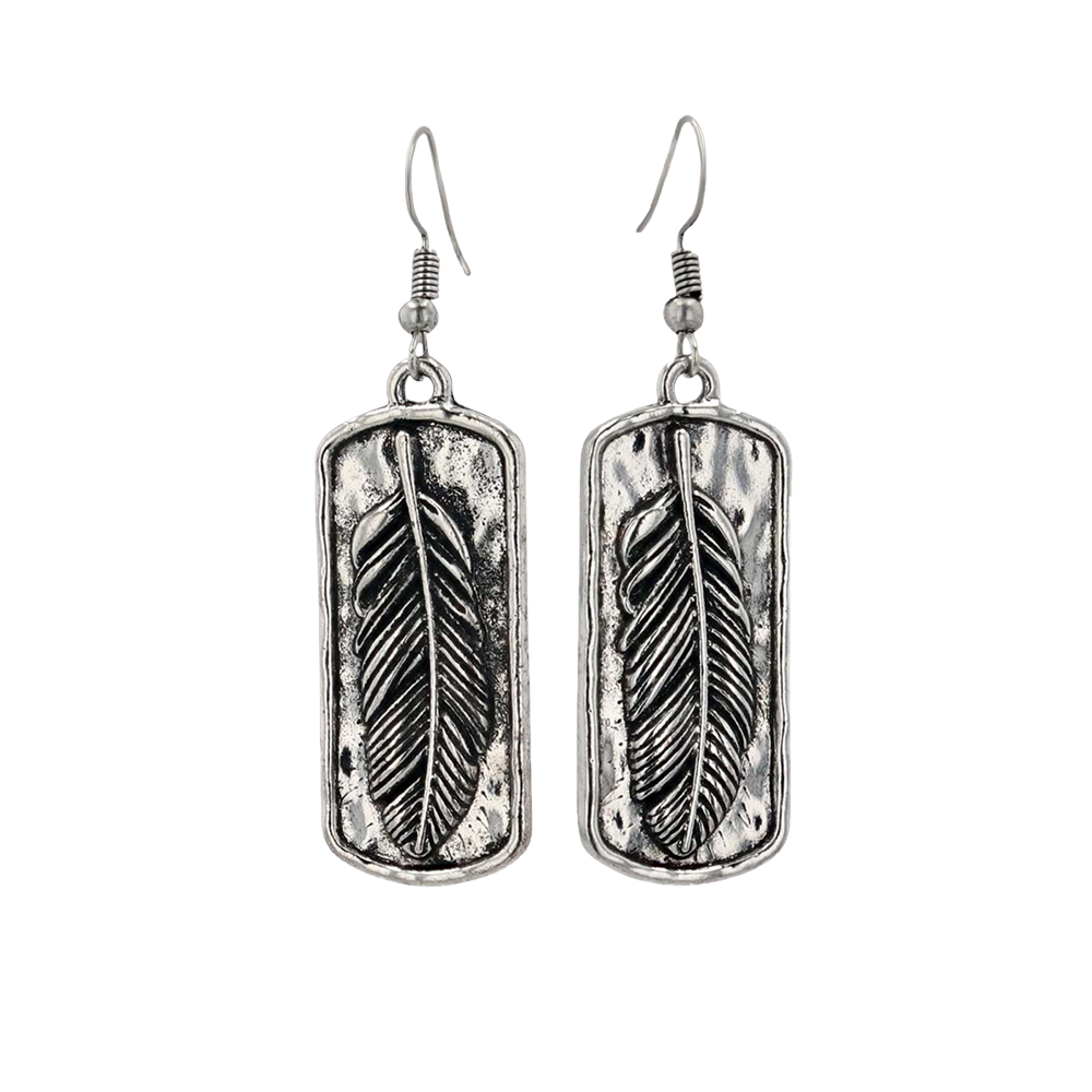 Montana Silversmiths Ladies Feather Imprint Attitude Silver Earrings AER5220